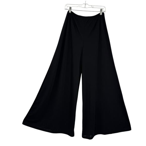 Concert Black Womens Extra Wide Leg Pants size 8 Tall Knit Pull on Elastic - Picture 1 of 7